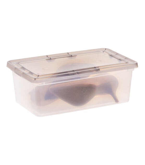 Iris 1.5 Gallon Clear Snap Top Plastic Storage Boxes With Gray Lid 10pk, , hi-res, image 7