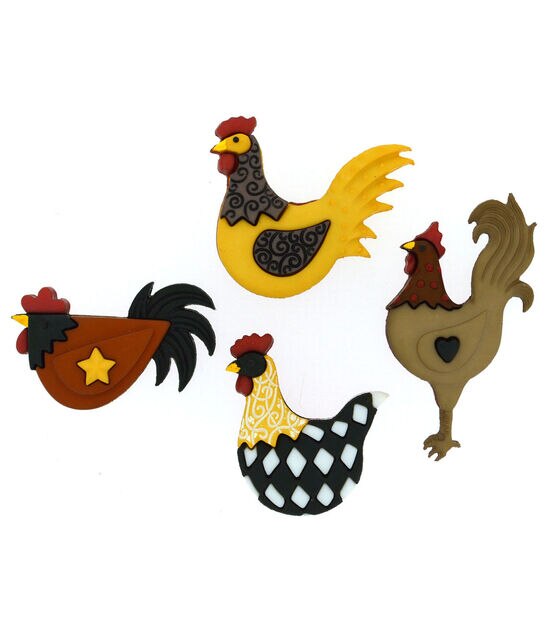 Dress It Up 4ct Plastic Animal Hen House Shank Buttons