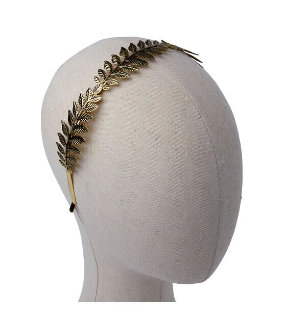 6" x 5" Antique Gold Iron Leaf Headband by hildie & jo, , hi-res, image 4
