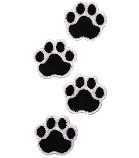 Simplicity 1" Black Cat Paw With White Embroidery Iron On Patches 4pk, , hi-res, image 2