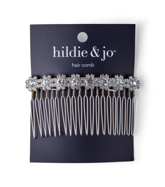 Silver Flower Rhinestone Hair Comb by hildie & jo