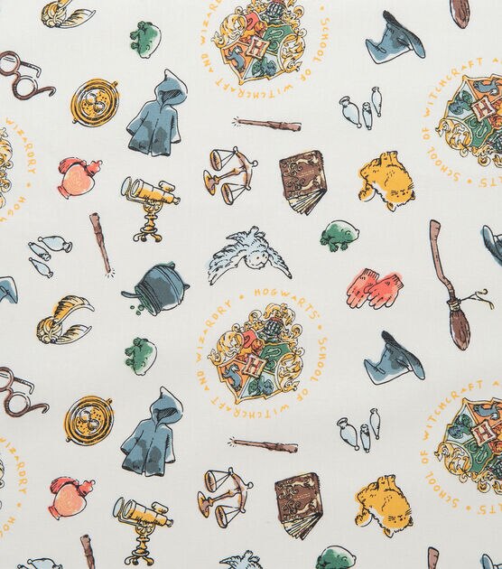 Tissu coton Harry Potter Icones - beige x 10cm