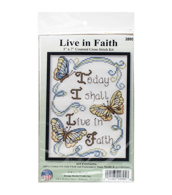 Design Works 5" x 7" Live in Faith Counted Cross Stitch Kit