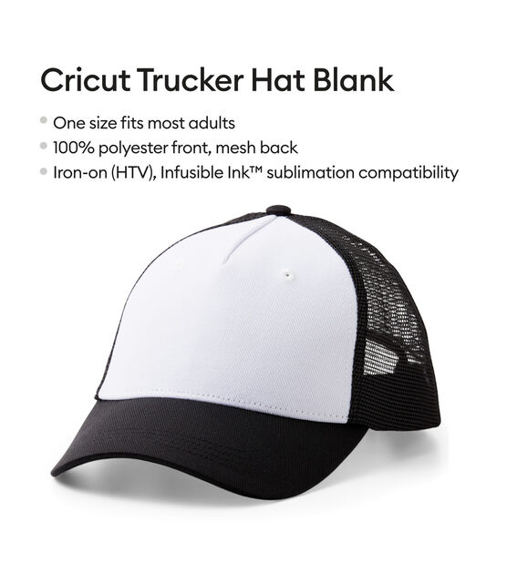 Cricut 3pk Black & White Polyester Trucker Hats With Mesh Back, , hi-res, image 4