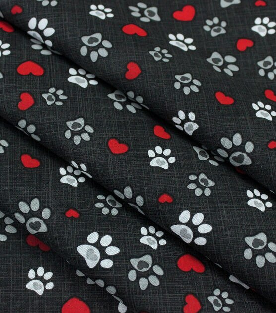 Tossed Love Paws Novelty Cotton Fabric, , hi-res, image 2