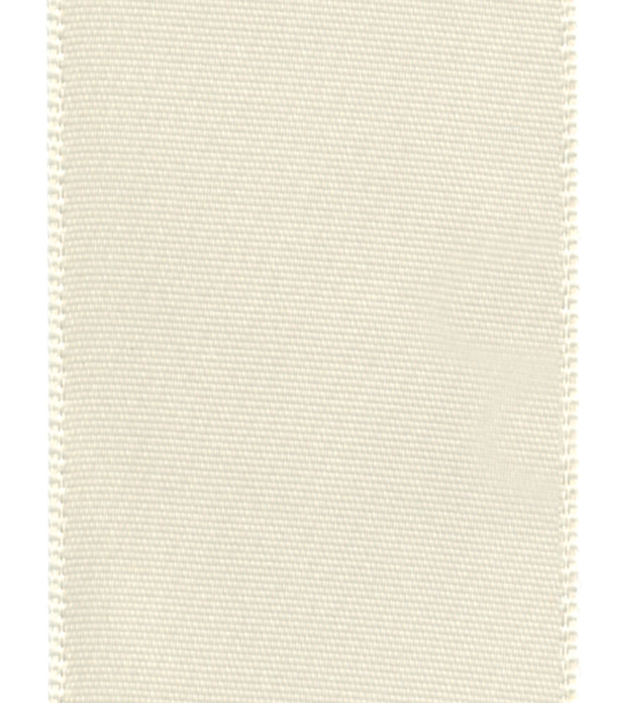 Offray 1.5"x21' Double Faced Satin Solid Ribbon, Antique White, swatch