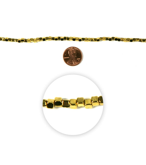 7" Gold Cube Metal Strung Beads by hildie & jo