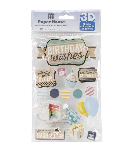 Paper House 3D Stickers Birthday Wishes