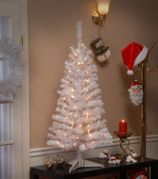 National Tree 4' Pre Lit White Iridescent Tinsel Christmas Tree, , hi-res, image 2