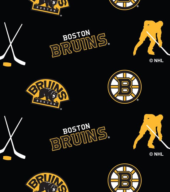 Boston Bruins Fleece Fabric Tossed
