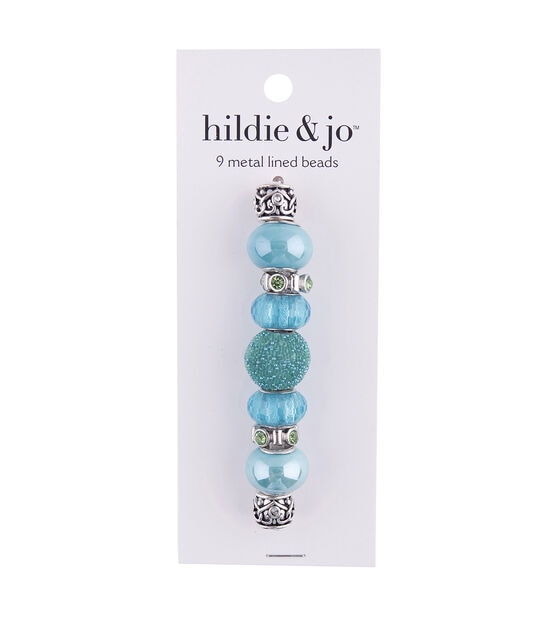 15mm Blue Metal Lined Glass Beads 9ct by hildie & jo