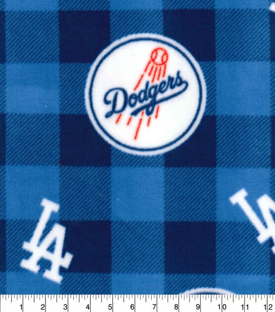 Fabric Traditions Los Angeles Dodgers Fleece Fabric Buffalo Check