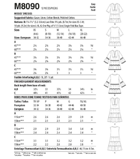 McCall's M8090 Size XS to XL Misses Dress Sewing Pattern, , hi-res, image 4