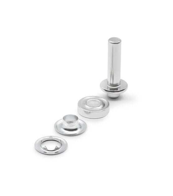 Hello Hobby Open-Ring Metal Snap Fastener Kit, Nickel Plated Brass, 10 Sets and Tool, Size: 7/16 in.