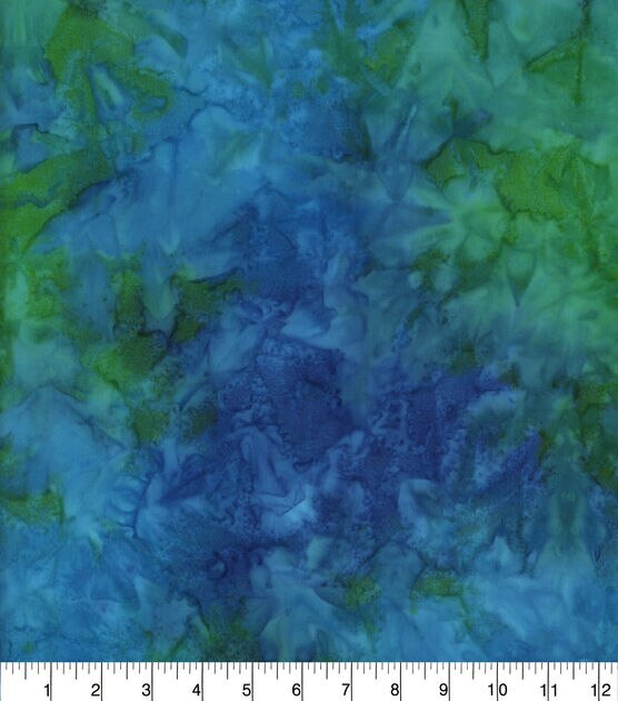 Blue Green Batik Cotton Fabric, , hi-res, image 2