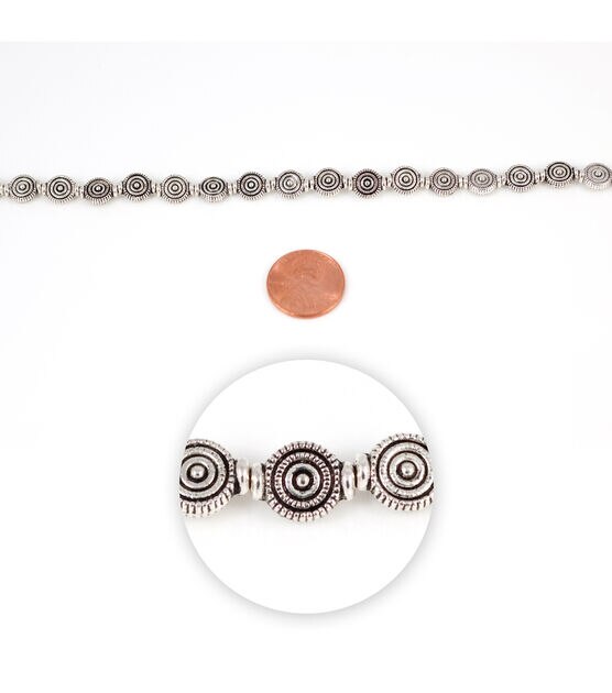 14" Silver Flat Round Metal Strung Beads by hildie & jo