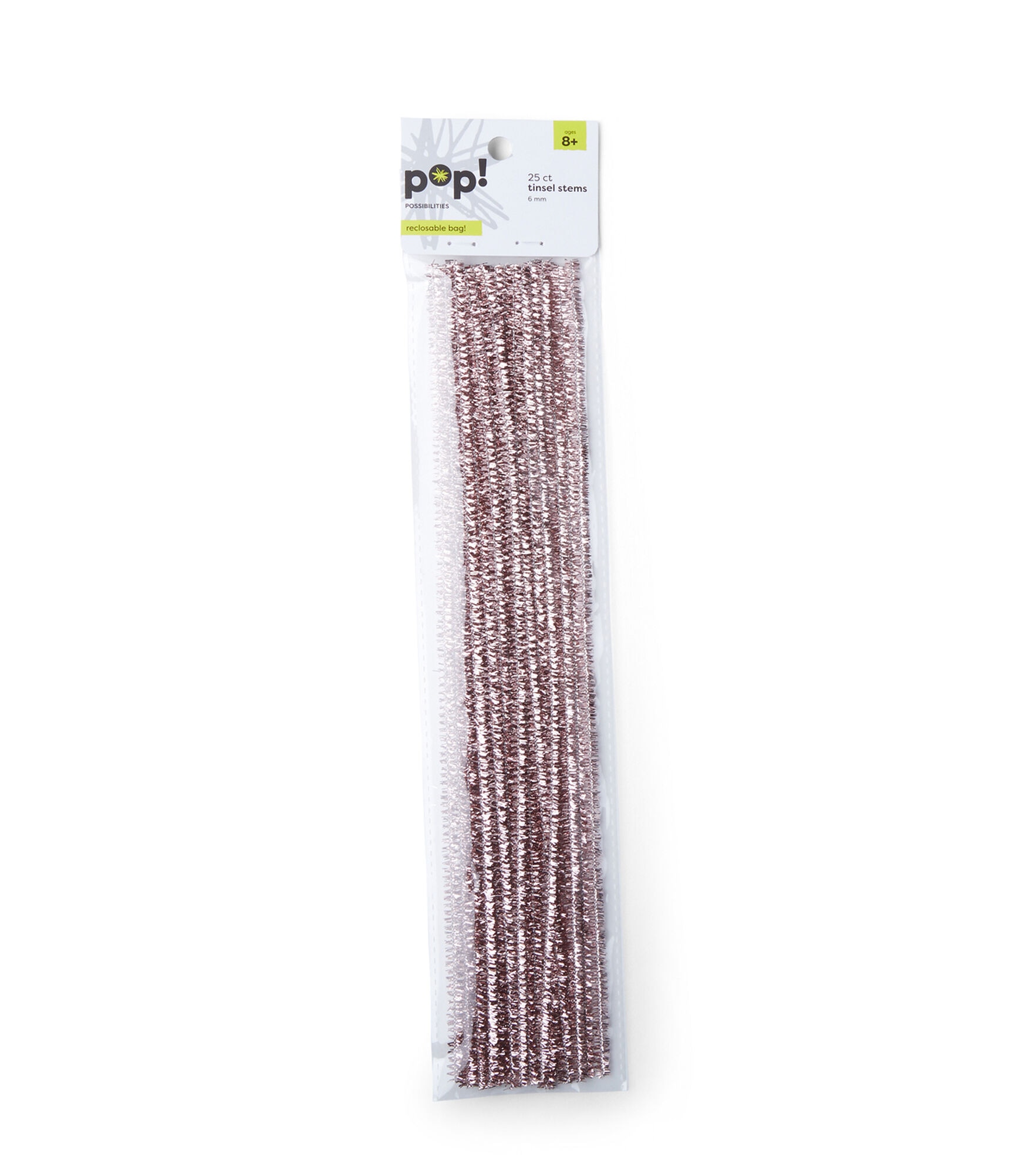 Pop! Possibilities Tinsel Chenille Swirl Stems 10pk - Pink - Kids Craft Basics - Kids