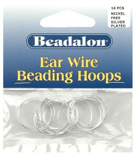 Beadalon 20mm Small Ear Wire Beading Hoops 14PK Silver Plated