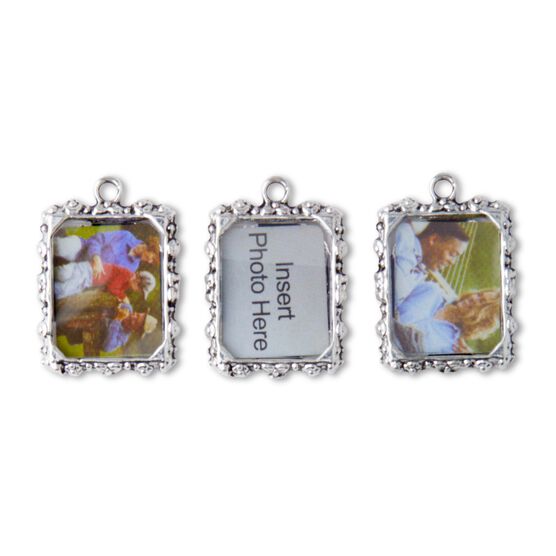 21mm x 18mm Silver Metal Photo Frame Charms 3ct by hildie & jo, , hi-res, image 2
