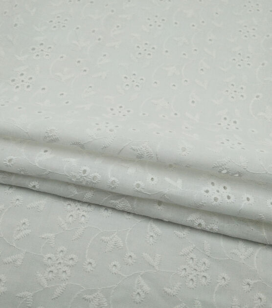 White Simple Eyelet Specialty Cotton Fabric, , hi-res, image 4