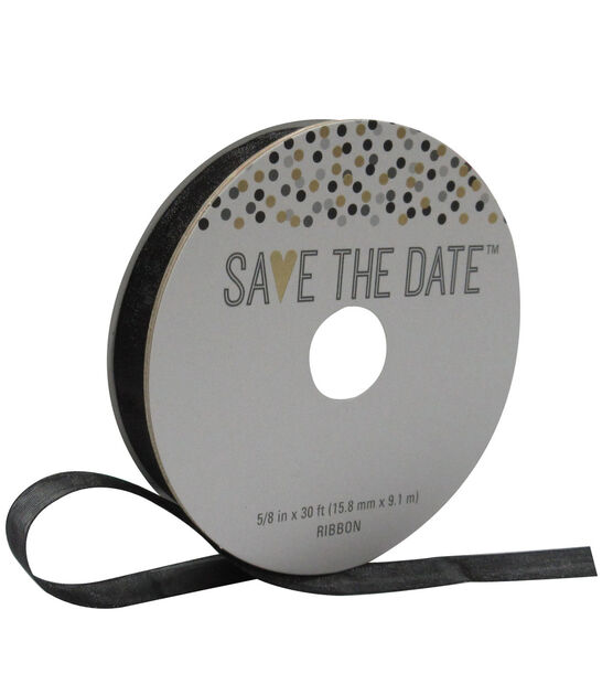 Save the Date 5/8'' X 30' Ribbon Black Sheer