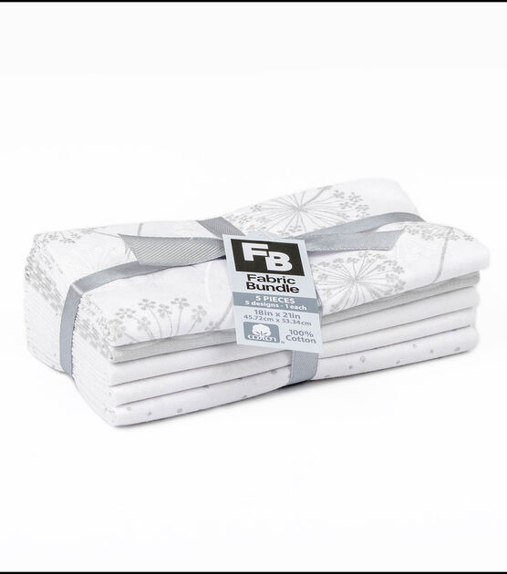 18" x 21" White Glitter Cotton Fabric Quarters 5ct by Keepsake Calico