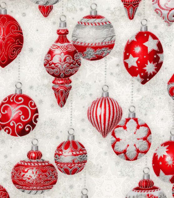Robert Kaufman Decorative Ornaments Christmas Metallic Cotton Fabric
