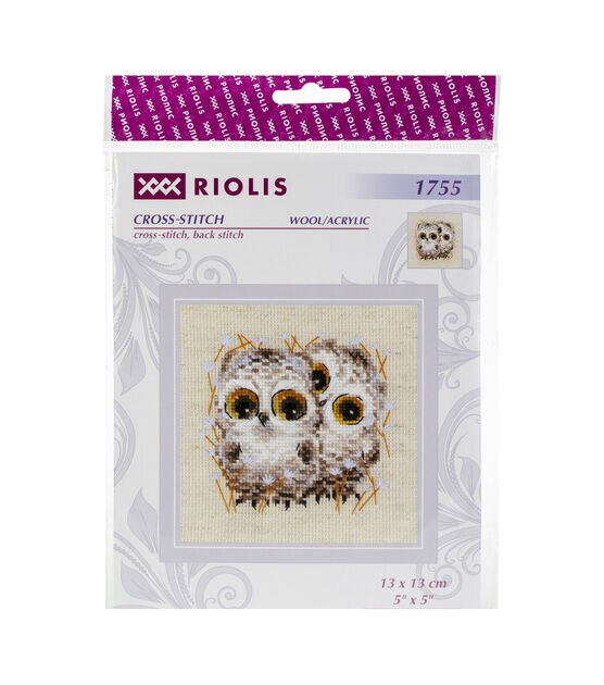 RIOLIS 5" Little Owls Counted Cross Stitch Kit