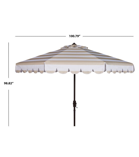 Safavieh 9' Maui Beige & White Scallop Button Tilt Patio Umbrella