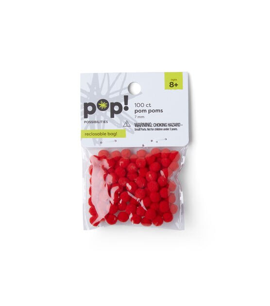 Multicolor 1/2 inch Pom-Poms, 100 Pack