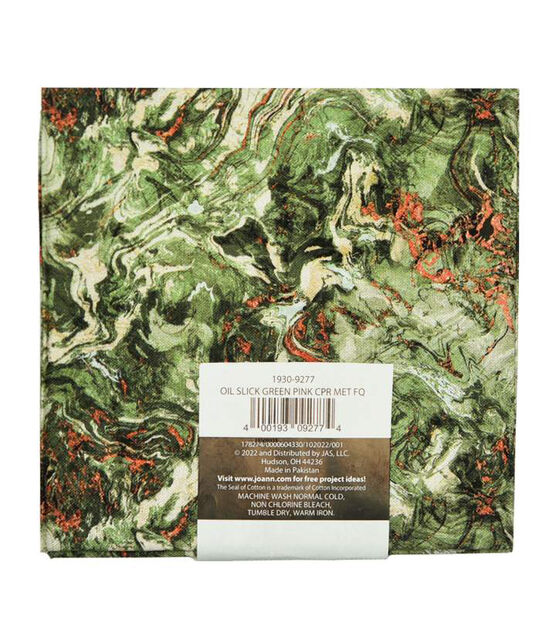18" x 21" Green Oil Slick Cotton Fabric Quarter by Keepsake Calico, , hi-res, image 2