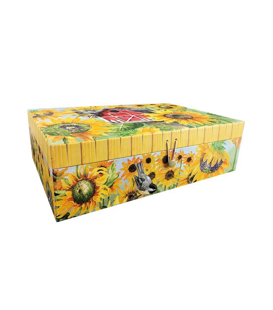 16" Sunflower Rectangle Box With Button Closure