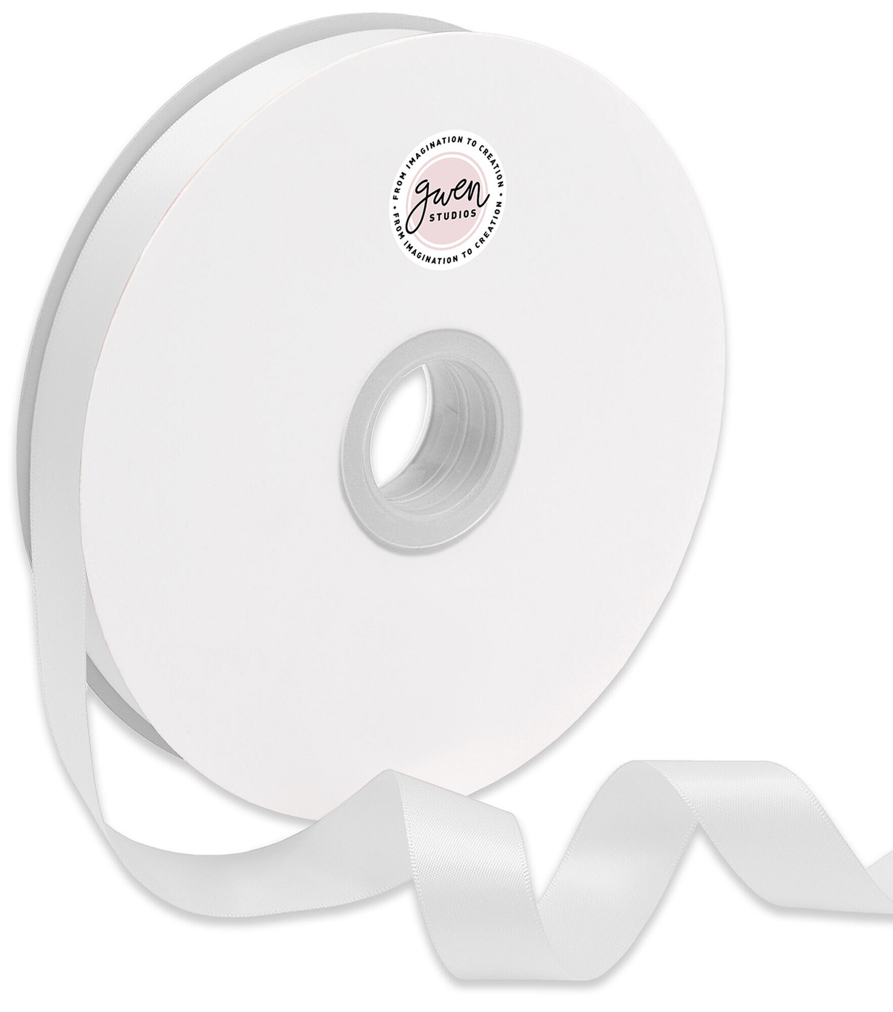 White Double Faced Satin Ribbon for Wedding and Crafts, 2.5 x 50 Yards by  Gwen Studios