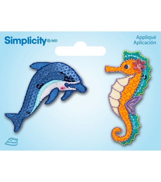 Simplicity 2ct Dolphin & Seahorse Iron On Patches