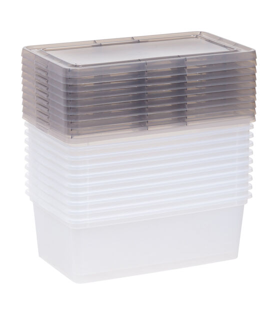 Iris 1.5 Gallon Clear Snap Top Plastic Storage Boxes With Gray Lid 10pk, , hi-res, image 5