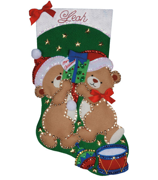 Design Works 18" Teddy Bear Fun Felt Stocking Kit, , hi-res, image 2
