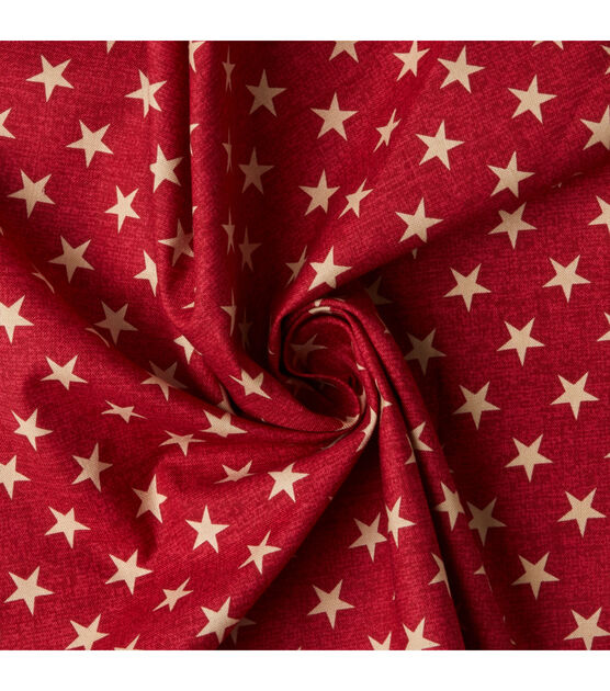 Rustic Stars on Red 43'' Patriotic Cotton Fabric, , hi-res, image 4