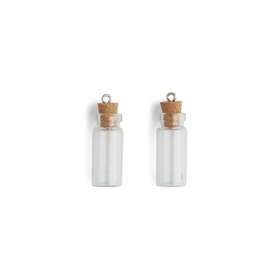 38mm x 12mm Glass Bottles With Cork Charm 2pk by hildie & jo, , hi-res, image 2