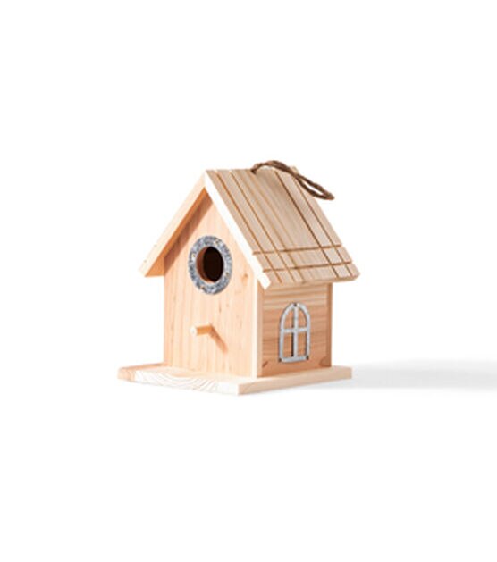 6" Wood Birdhouse With Metal Hole by Park Lane, , hi-res, image 2