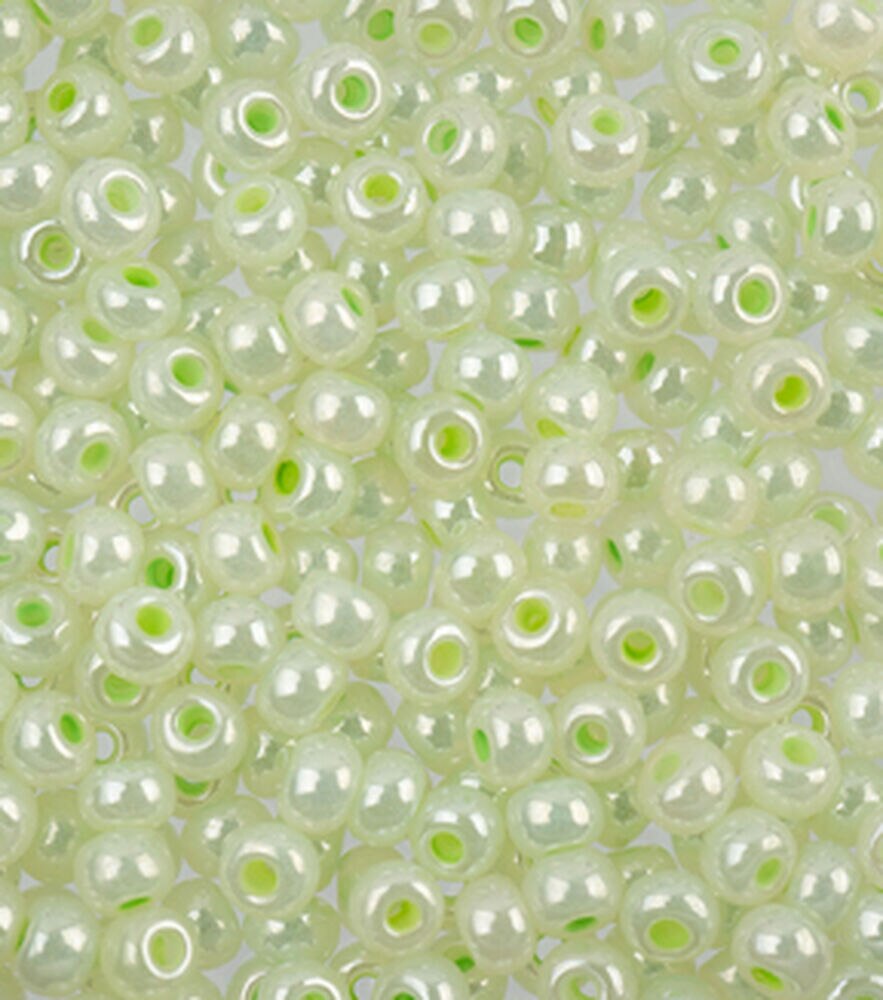 John Bead Czech Glass Beads 24G 6/0, Mint Pearl, swatch, image 17