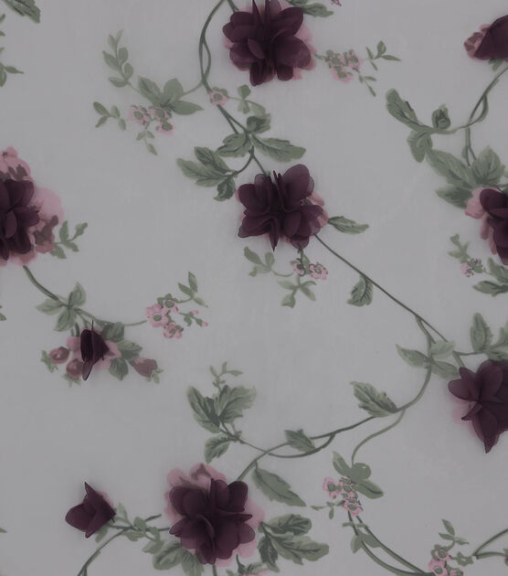 3D Floral On Printed Organza Fabric