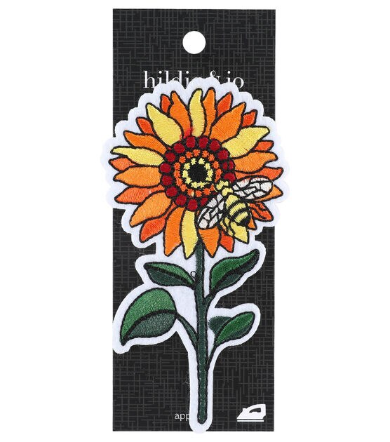 2" x 4" Flower With Bee Iron On Patch by hildie & jo