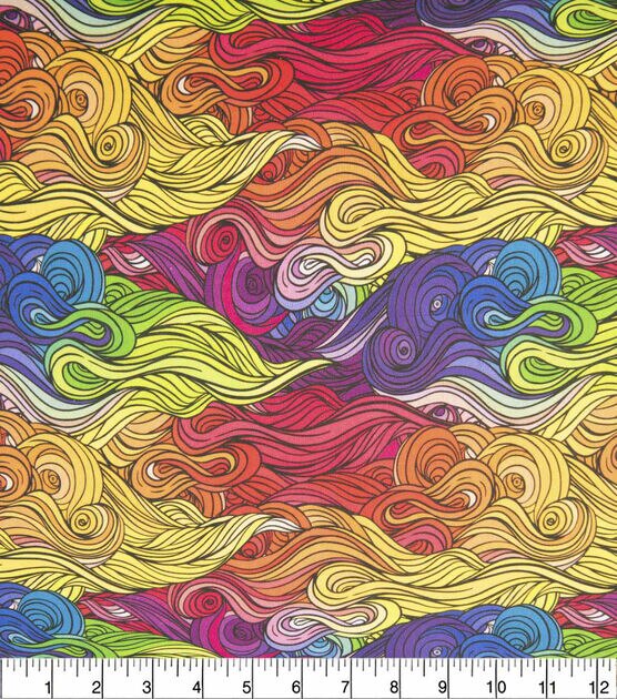 Multicolor Swirls Quilt Cotton Fabric by Keepsake Calico, , hi-res, image 2