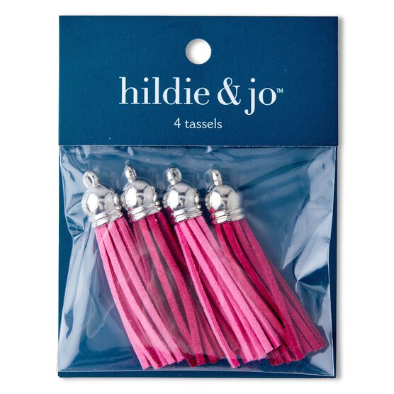2" Fuchsia & Pink Suede Tassel Pendants 4ct by hildie & jo