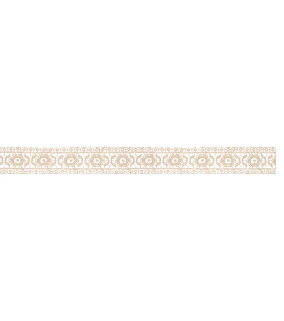 Wrights Delicate Floral Lace Trim 1.25''x3' Oatmeal, , hi-res, image 2