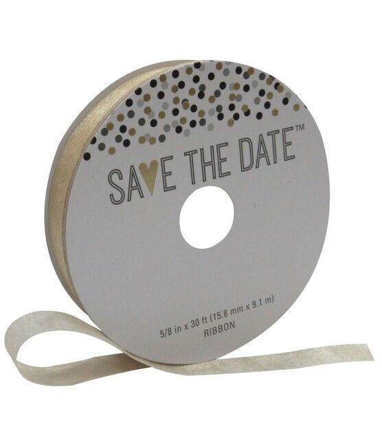 Save the Date 5/8'' X 30' Ribbon Champagne Sheer