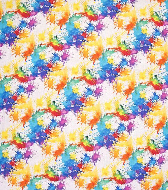 Bright Paint Splatter on White Quilt Cotton Fabric by Keepsake Calico