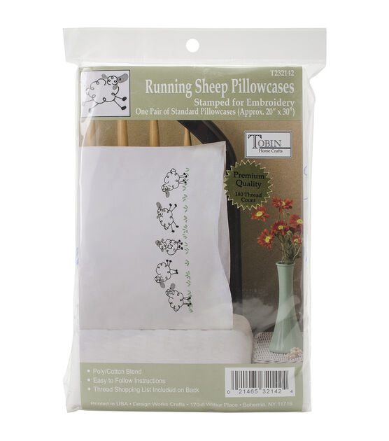 Tobin 30" x 20" Running Sheep Stamped Embroidery Pillowcases 2pk