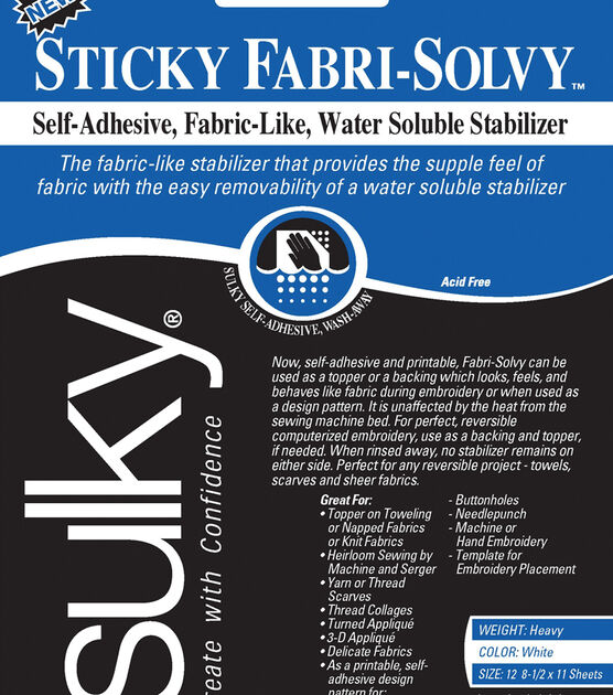 Solvy 8.5" x 11" Fabric Printable Stabilizer 12pk