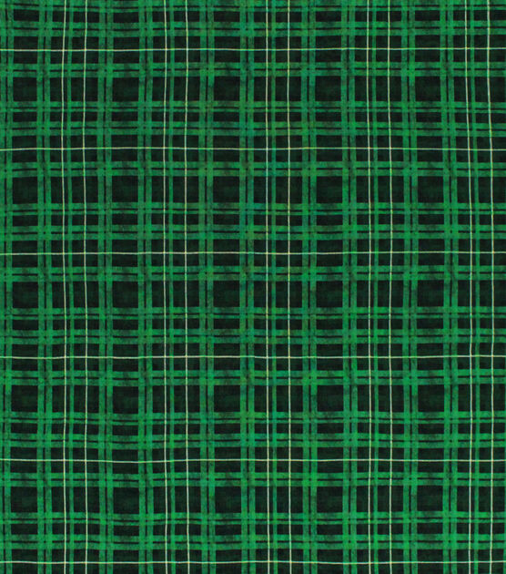 Green & Black Plaid Christmas Cotton Fabric